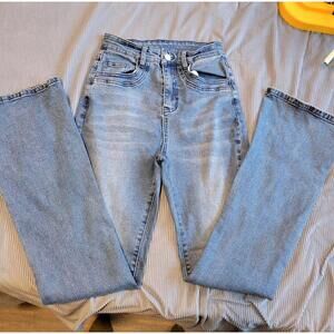 SHEIN Light Blue High Waist Straight Leg Jeans Size S 4